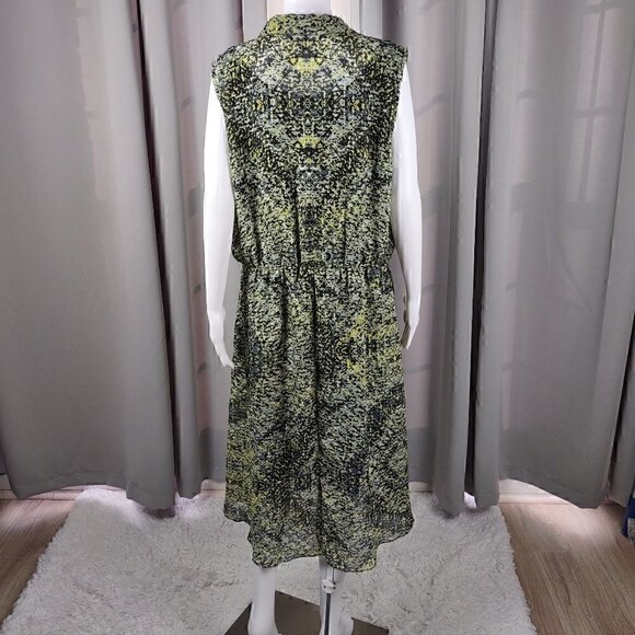 MSK Womens Yellow Green Black Sleeveless Geometric Chiffon Lined Dress Size 18W - Picture 3 of 11